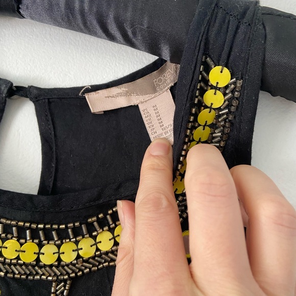 F21 Black and Yellow Beaded Mini Dress - Picture 6 of 8